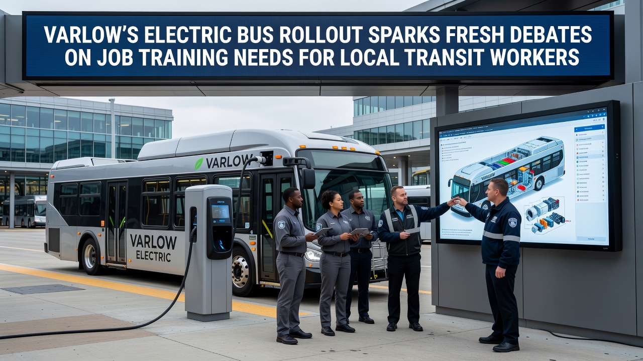 Transit workers attending a hands-on electric bus maintenance training session at a Varlow facility
